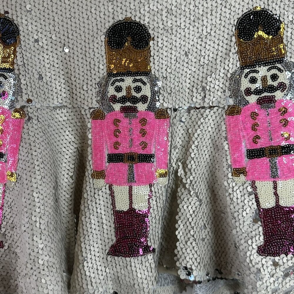 Judith March Silver Sequin Nutcracker Mini Skirt Holiday Statement Festive S - Picture 3 of 6